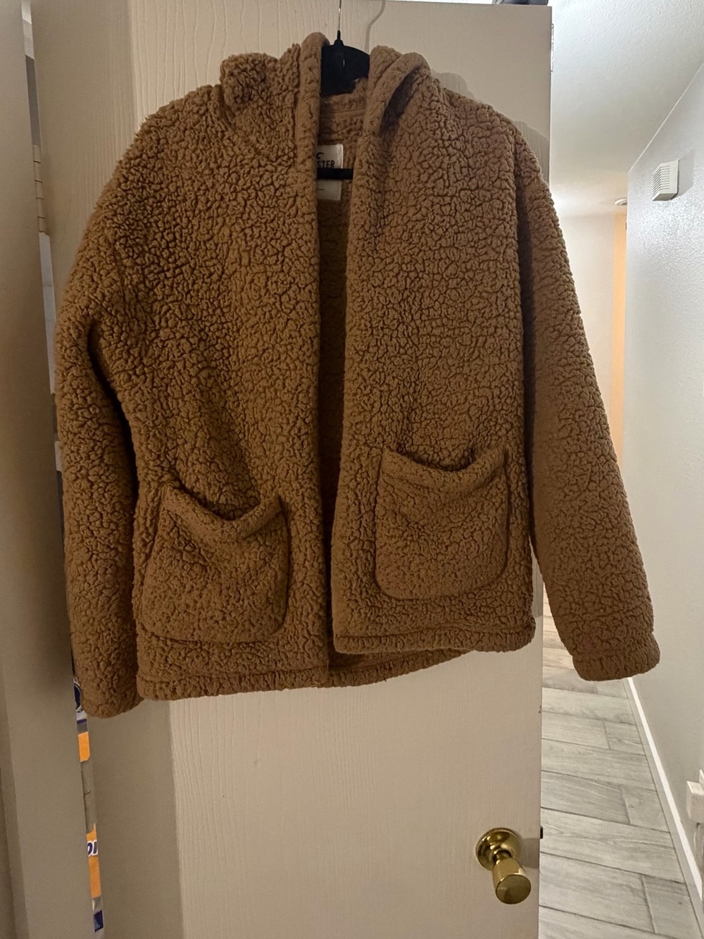 Hollister Kids Teddy Sherpa Hooded Jacket - Camel Brown